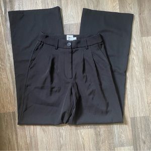 Princess Polly High Waisted Wide Leg Black Slacks 4